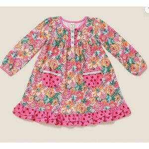 Matilda Jane Always Dreaming Floral Pink Dot PJ Nightie Nightgown Pajamas Sz 6